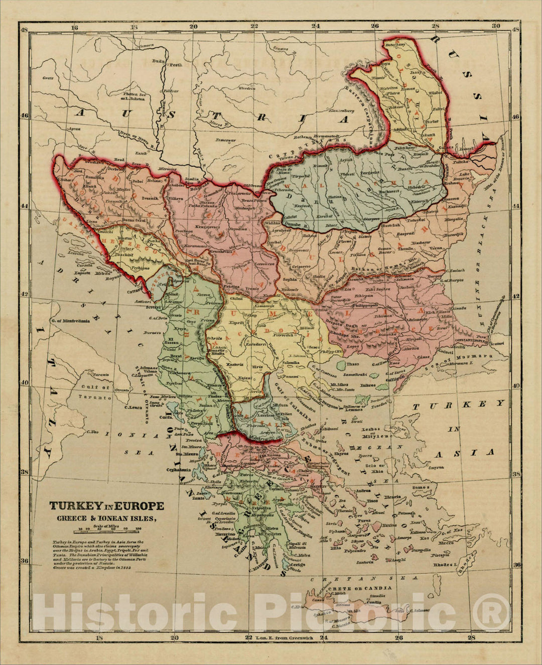 Historic Map : Turkey in Europe Greece & Ionean Isles, 1856, Sidney Morse, Vintage Wall Art