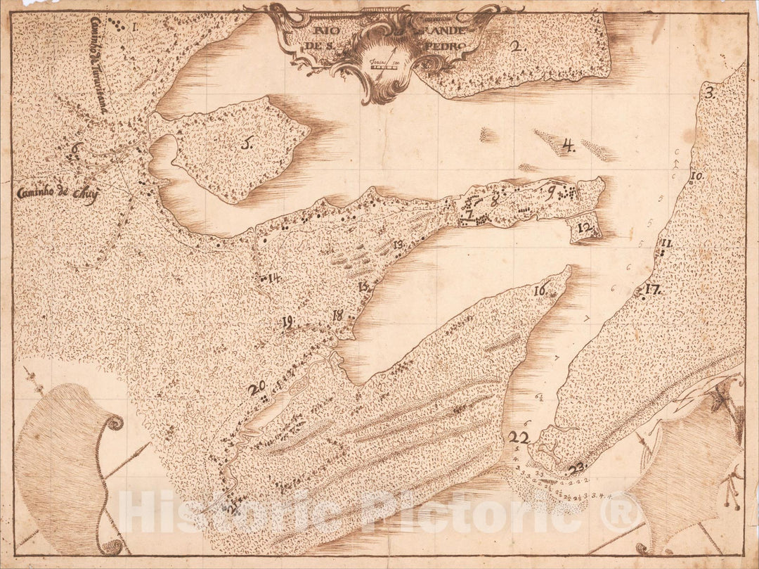 Historic Map : [Rio Grande, Brazil] Rio Grande De S. Pedro, c1780, Anonymous, Vintage Wall Art