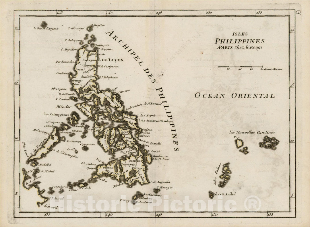 Historic Map : Isles Philippines, 1748, Georges Louis Le Rouge, Vintage Wall Art