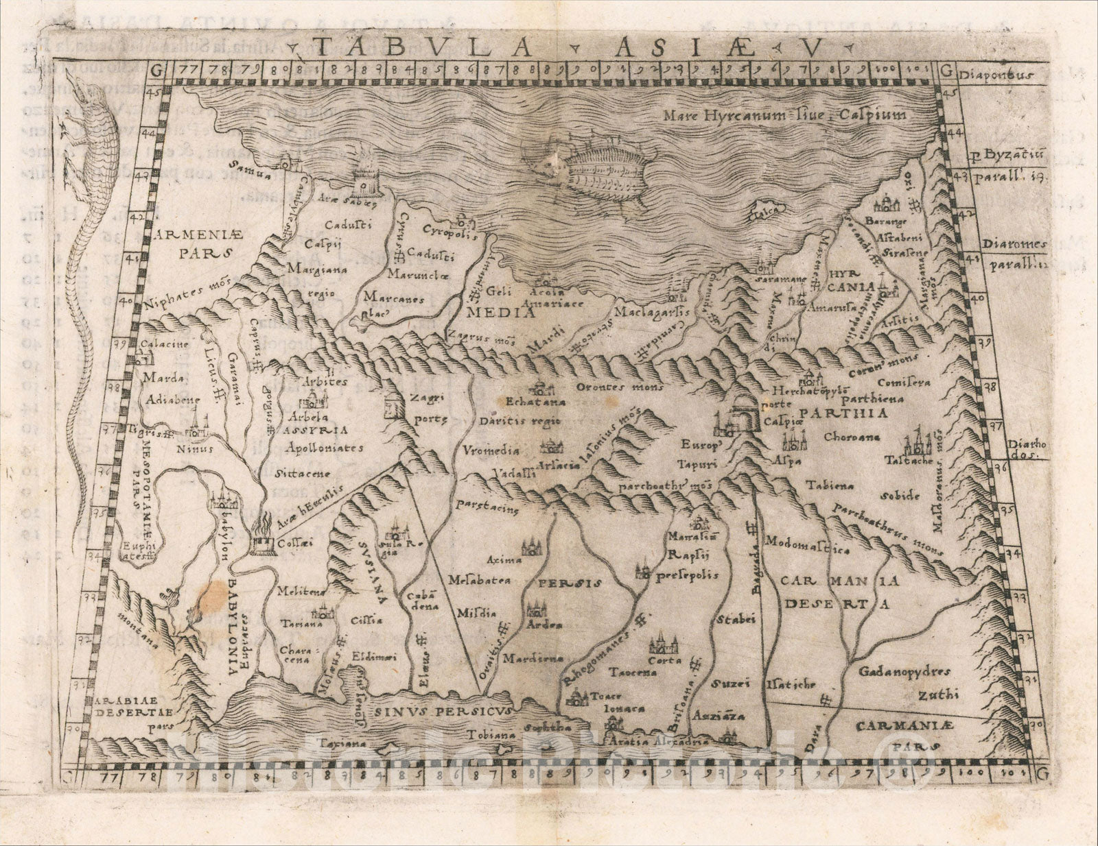 Historic Map : (Iran and Iraq) Tabula Asiae V, 1548, Giacomo Gastaldi, Vintage Wall Art