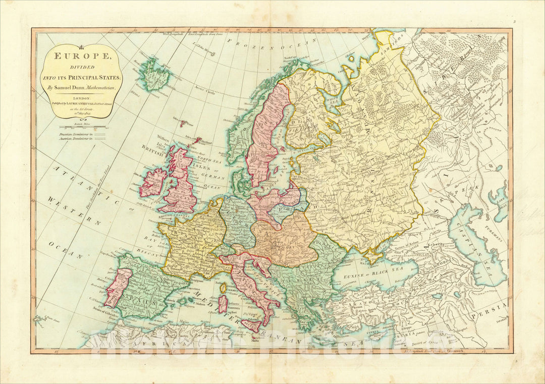 Historic Map : Europe Divided into its Principal States, 1794, Robert Sayer, Vintage Wall Art