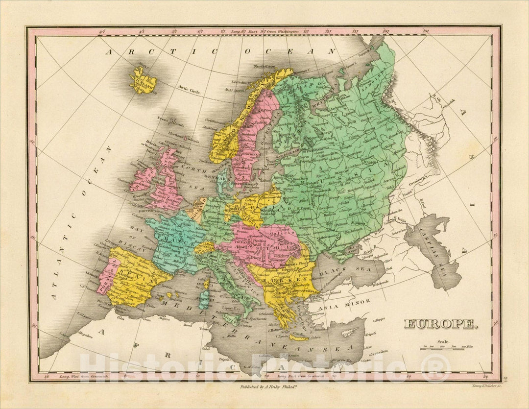 Historic Map : Europe, 1826, Anthony Finley, Vintage Wall Art