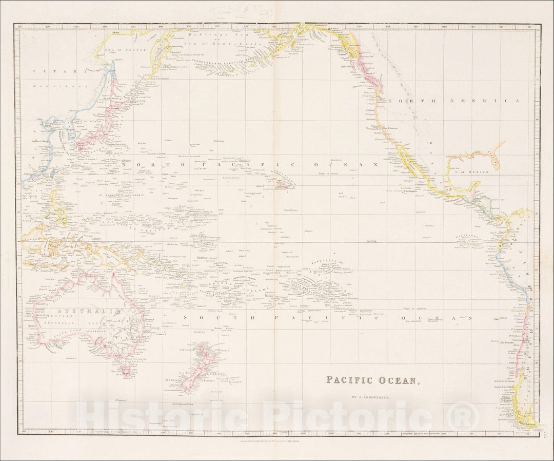 Historic Map : Pacific Ocean, By J. Arrowsmith, 1858, John Arrowsmith, Vintage Wall Art