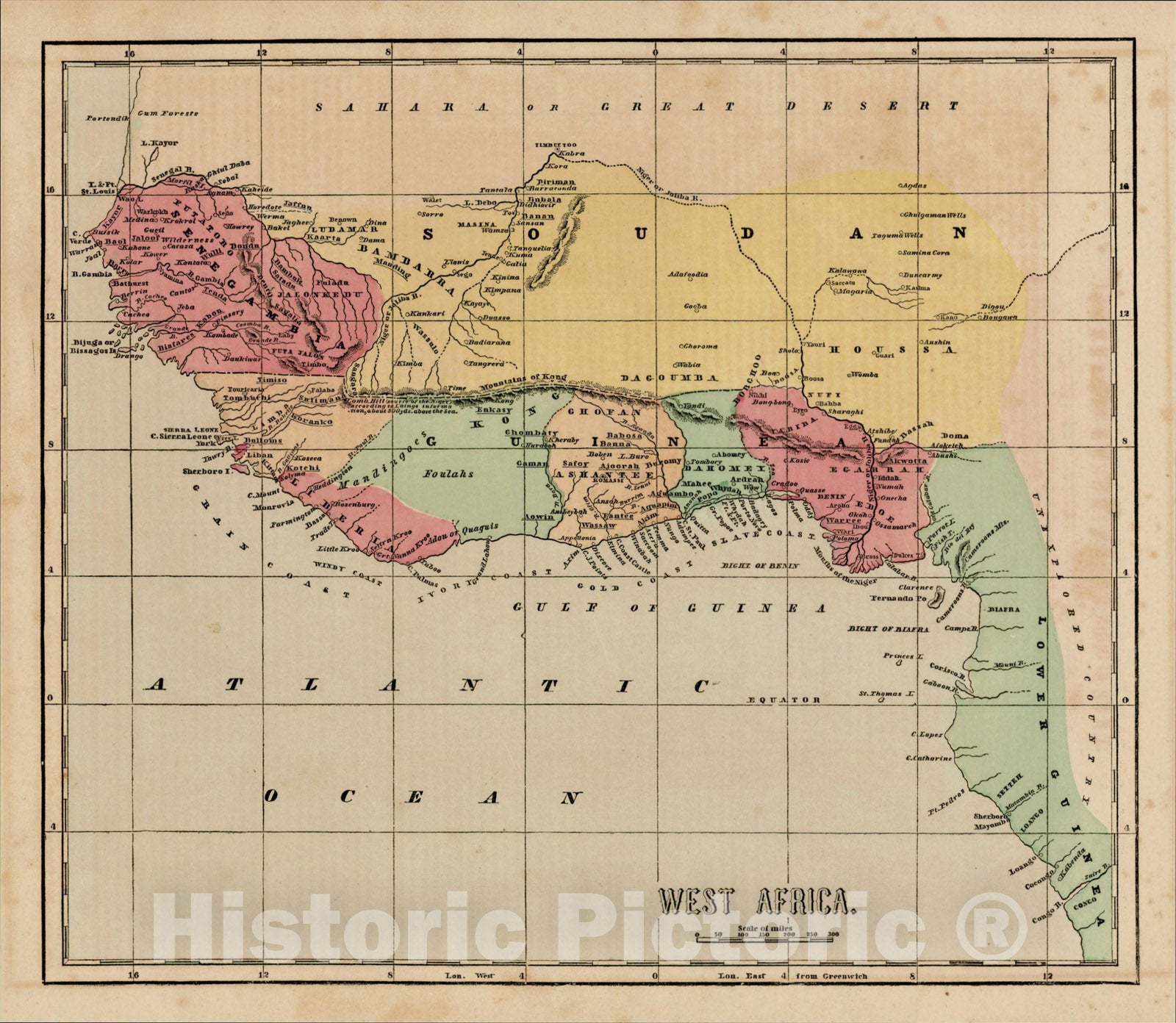 Historic Map : West Africa, 1856, Sidney Morse, Vintage Wall Art