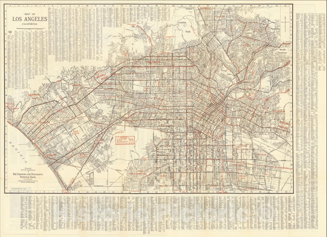 Historic Map : Map of Los Angeles California Showing Principal Annexations and Main Motor Roads, Laurel Canyon, Hollywoodland, San Fernando Valley, 1934, Vintage Wall Art