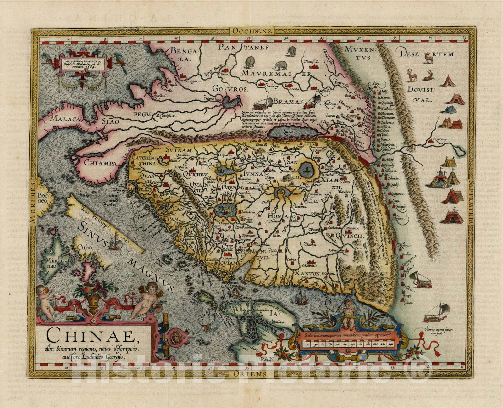 Historic Map : Chinae, olim Sinarum regionis nova descriptio auctore Ludovico Georgio, 1608, , Vintage Wall Art