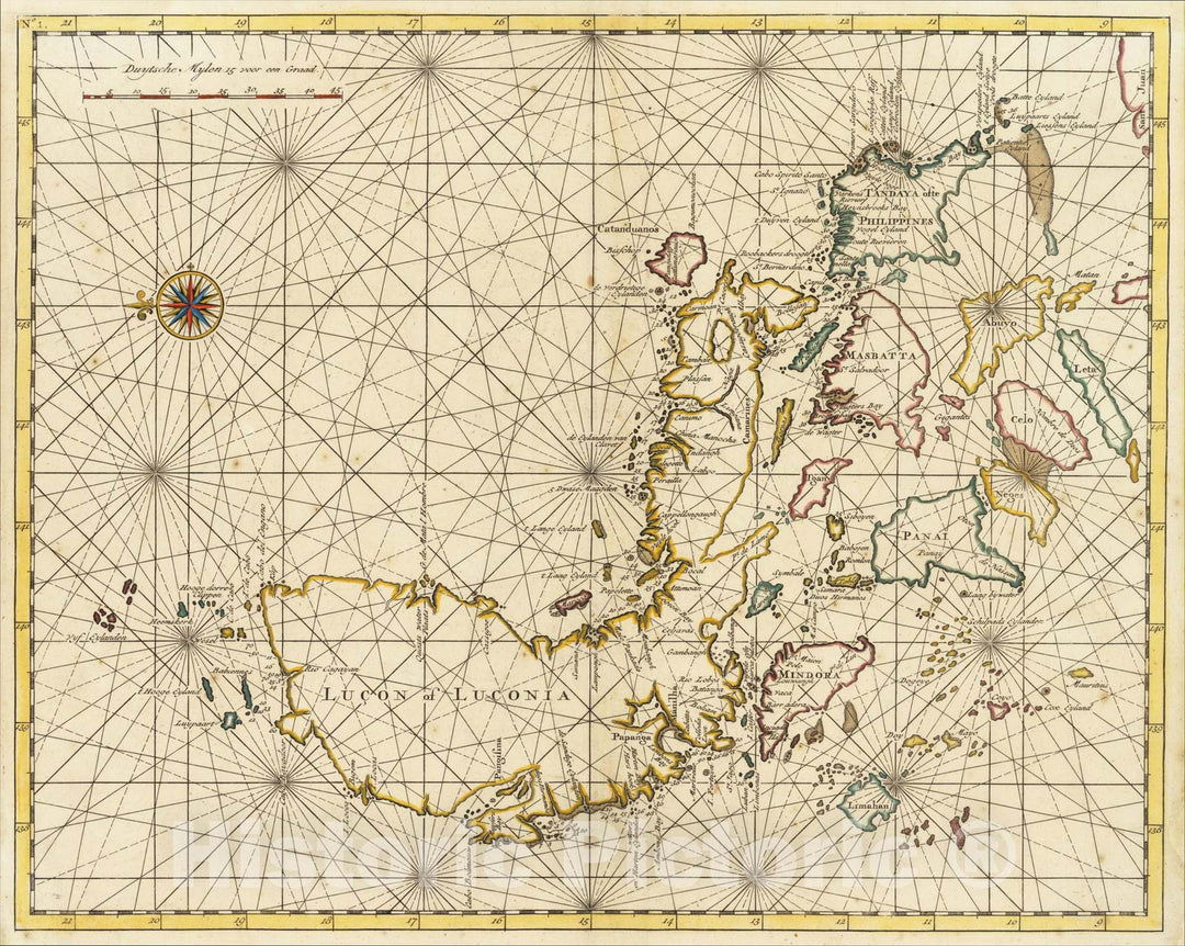 Historic Map : (Philippine Islands) Lucon of Luconia, 1724, Francois Valentijn, v2, Vintage Wall Art