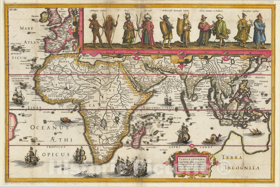 Historic Map : Tabula Geograph in qua Europae, Africae, Asiaeq, c1611, Johannes Isaksen Pontanus, Vintage Wall Art