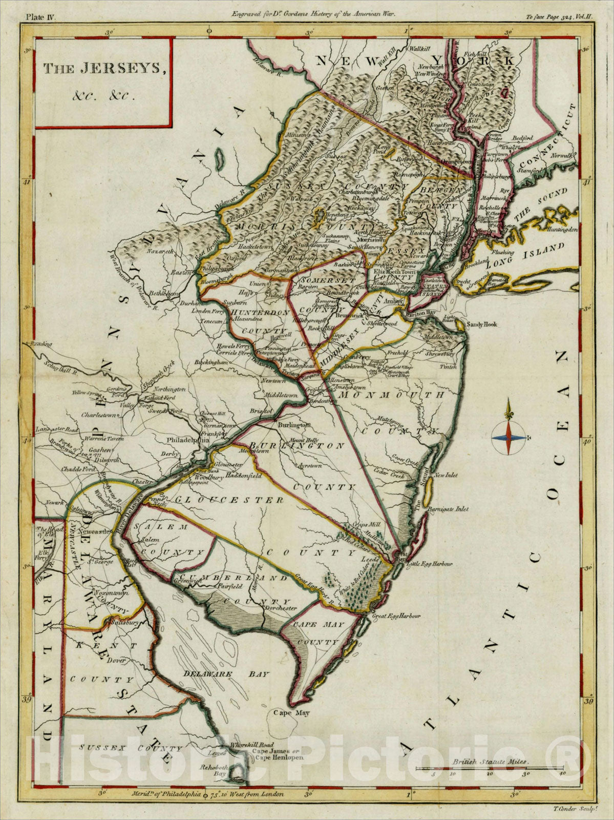 Historic Map : The Jerseys, &c. &c, 1777, Thomas Condor, v2, Vintage Wall Art