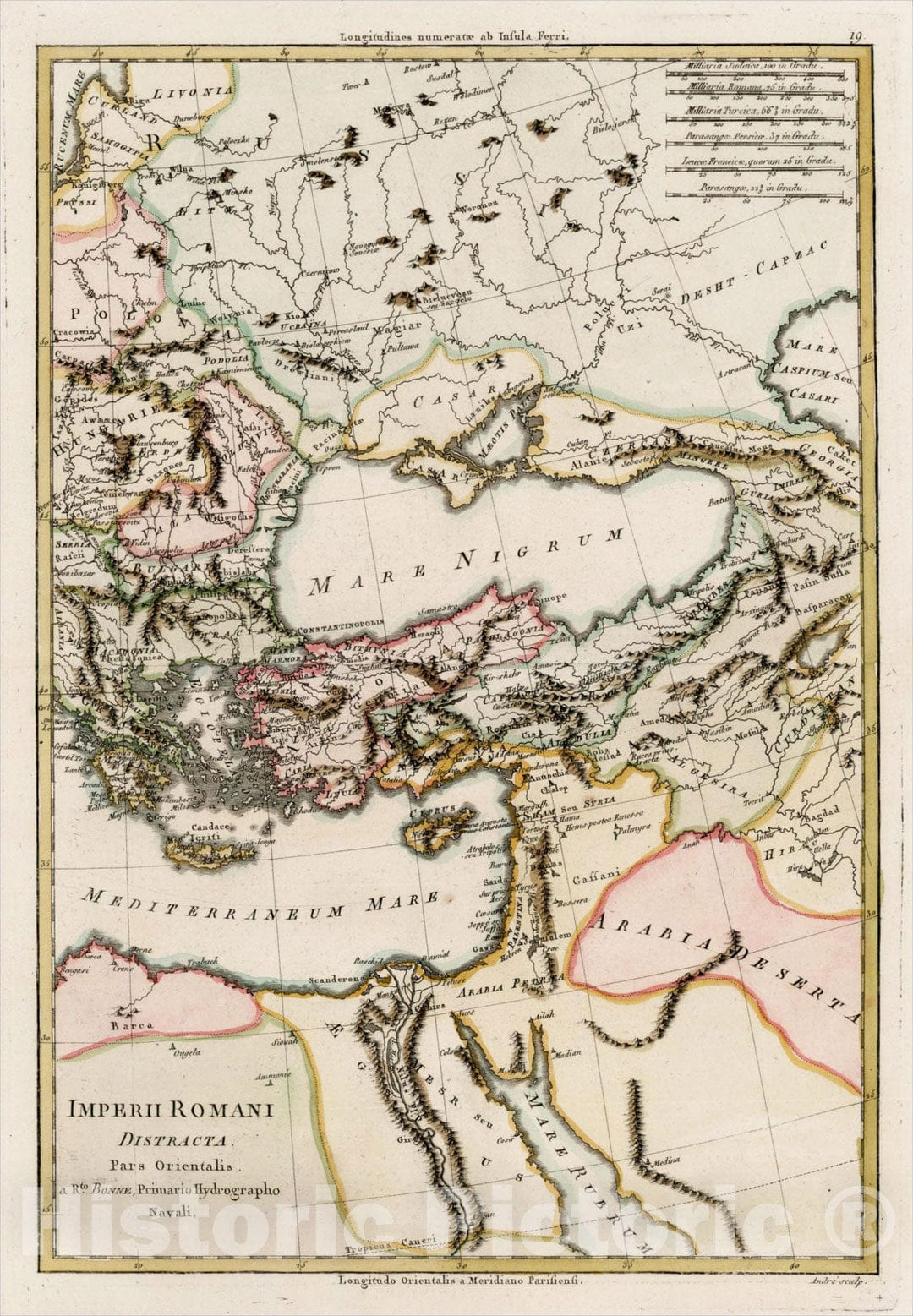 Historic Map : Imperii Romani Distracta Pars Orientalis [shows Cyprus], 1787, Rigobert Bonne, Vintage Wall Art