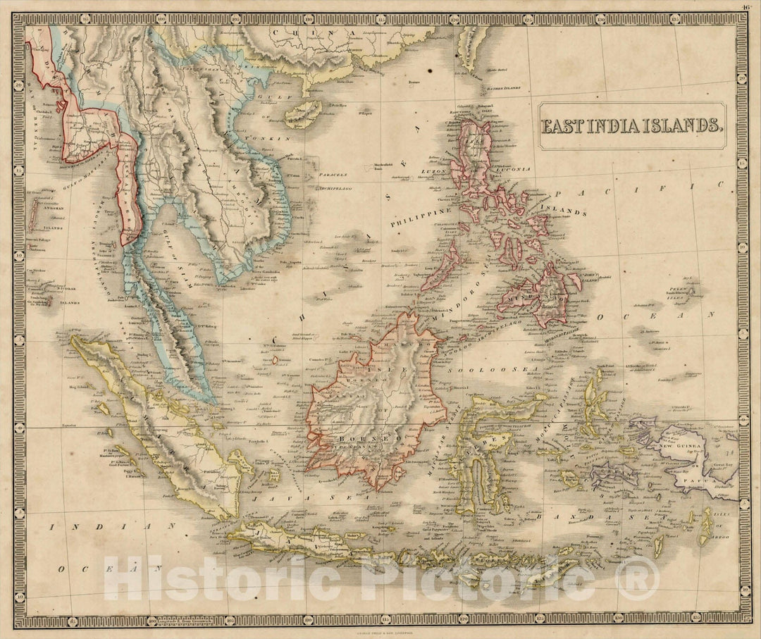 Historic Map : East India Islands (includes Hong Kong & Philippines), c1850, , Vintage Wall Art