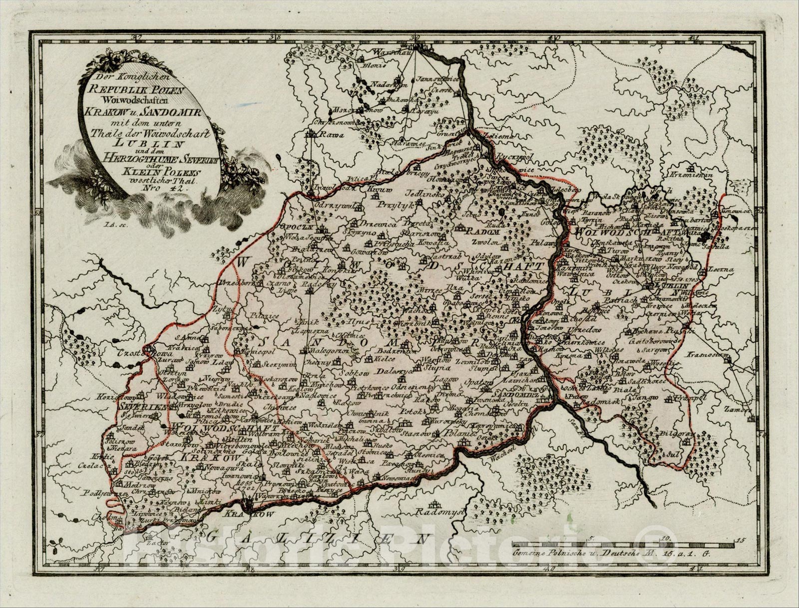 Historic Map : Warsaw and Cracow, 1789, Franz Johann Joseph von Reilly, Vintage Wall Art