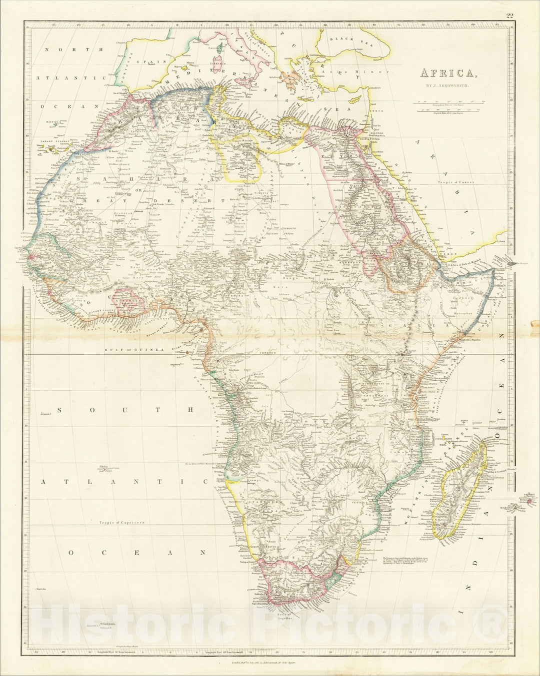 Historic Map : Africa, 1861, John Arrowsmith, Vintage Wall Art