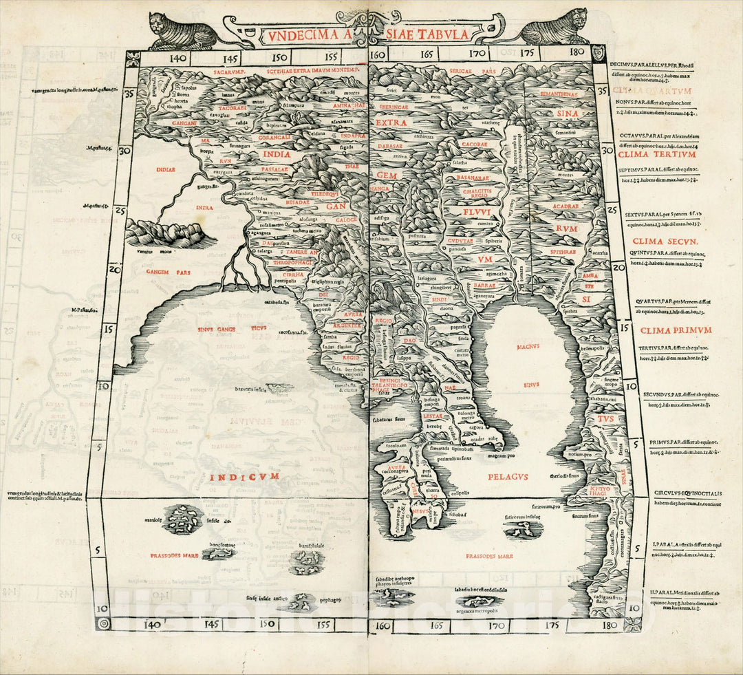 Historic Map : Undecima Asiae Tabula [India, Southeast Asia], 1511, , Vintage Wall Art