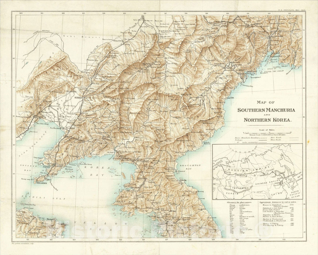 Historic Map : Map of Southern Manchuria and Northern Korea, 1904, Royal Engineers, Vintage Wall Art