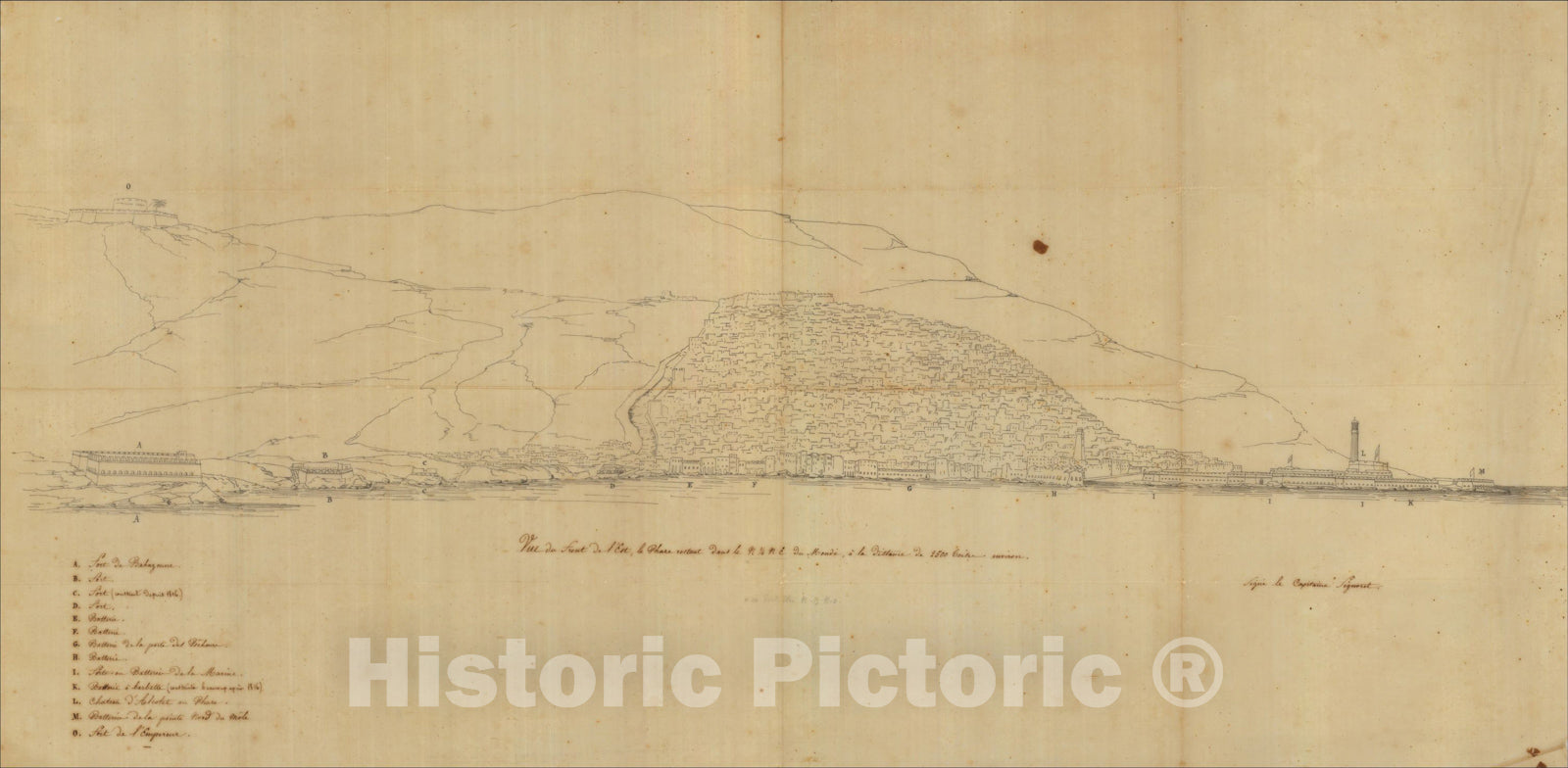 Historic Map : (Manuscript View - Algeria) Birdseye View of the Town and Fortifications of Algiers, c1827, Capitaine Signouret, Vintage Wall Art