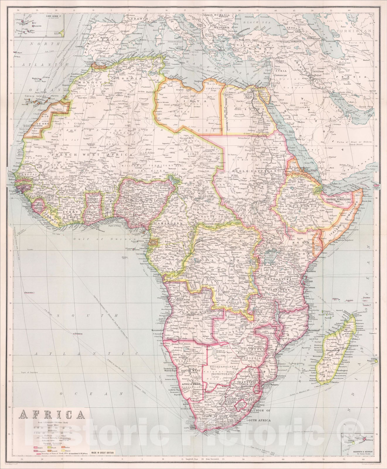 Historic Map : Africa, c1926, George Philip & Son, Vintage Wall Art