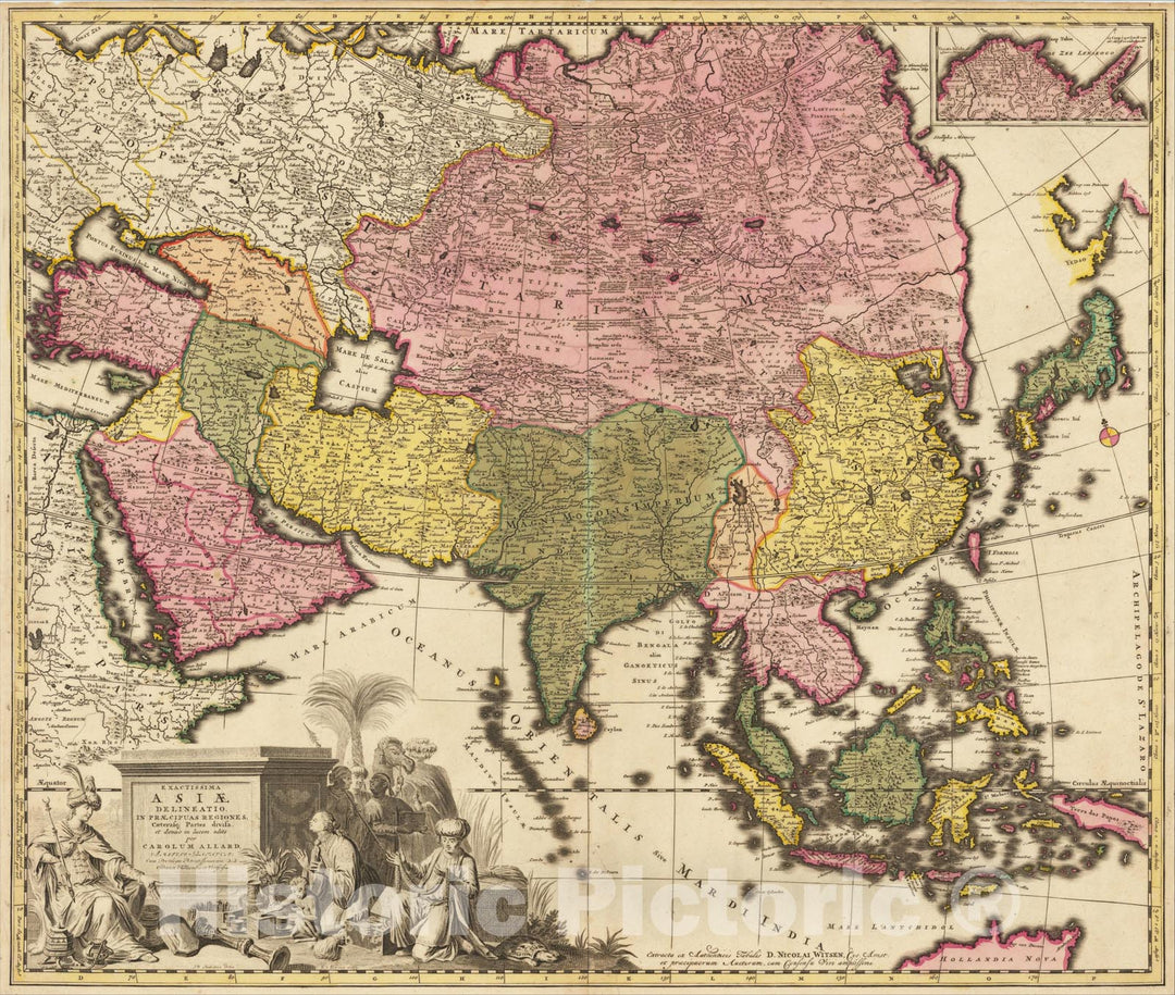 Historic Map : Exactissima Asiae Delineatio In Praecipuas Regiones, 1695, Carel Allard, Vintage Wall Art