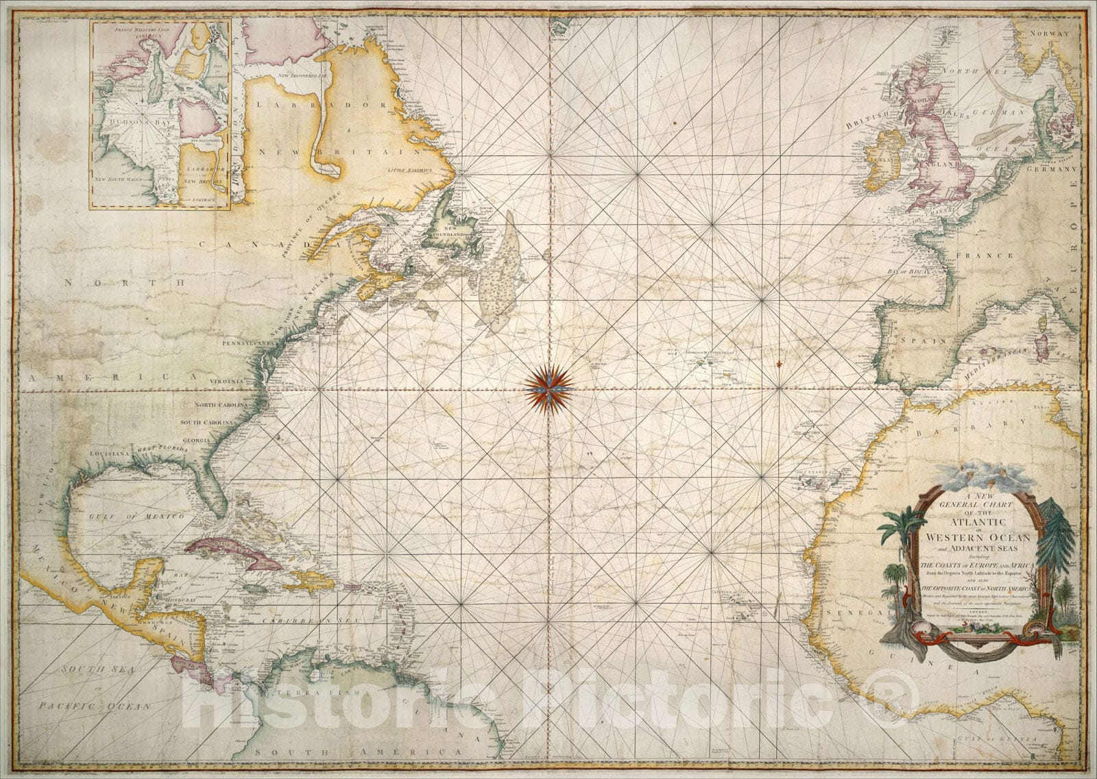 Historic Map : Chart of the Atlantic or Western Ocean and Adjacent Seas Including The Coasts of Europe and Africa, 1783, Sayer & Bennett, Vintage Wall Art