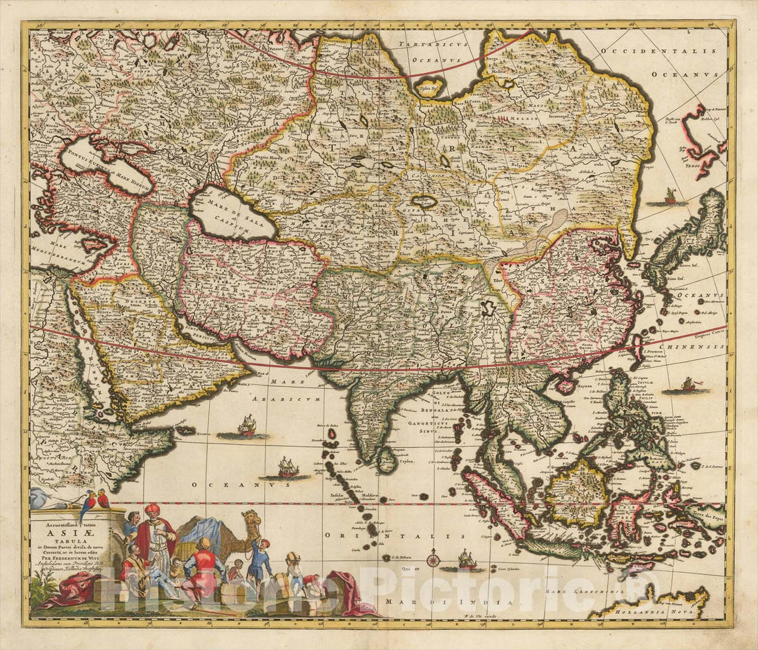 Historic Map : Accuratissima Totius Asiae Tabula, c1688, Frederick De Wit, Vintage Wall Art