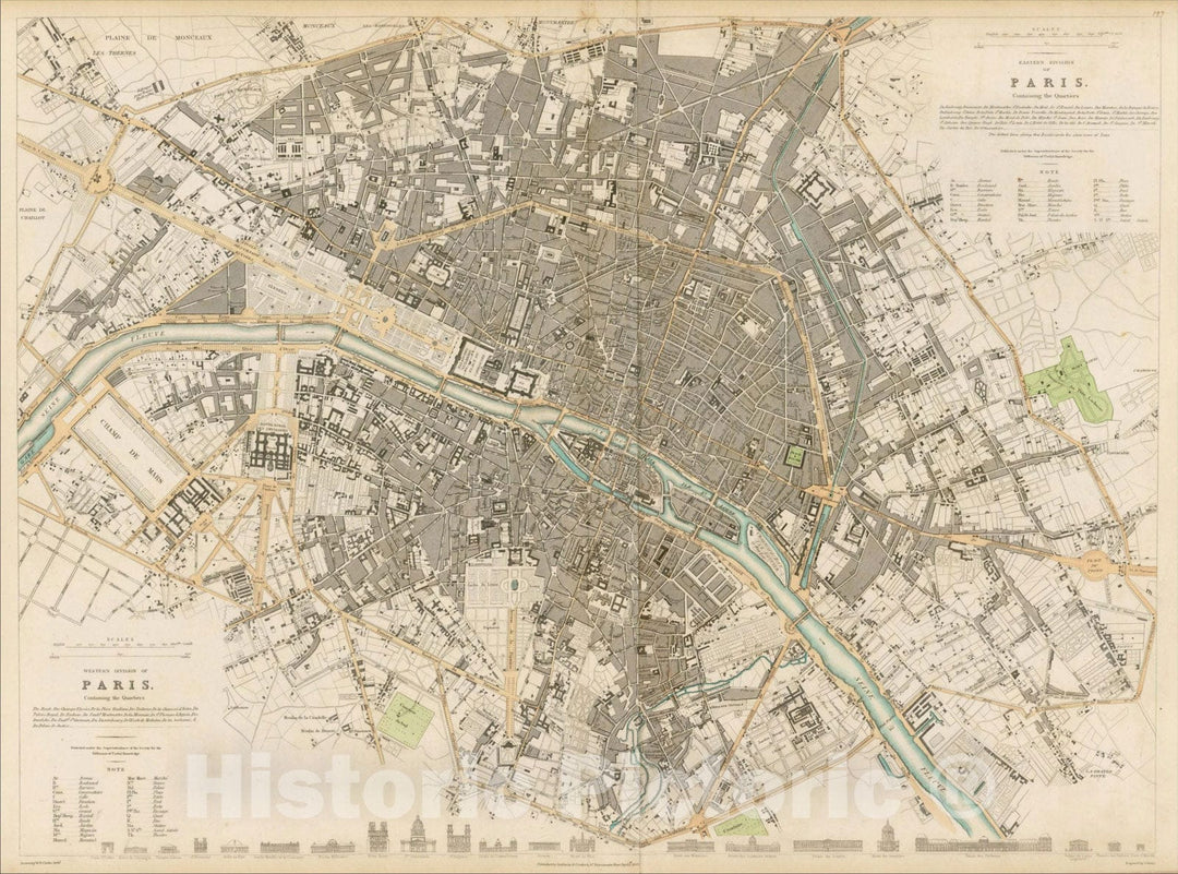 Historic Map : [Paris], 1834, Society for the Diffusion of Useful Knowledge, Vintage Wall Art