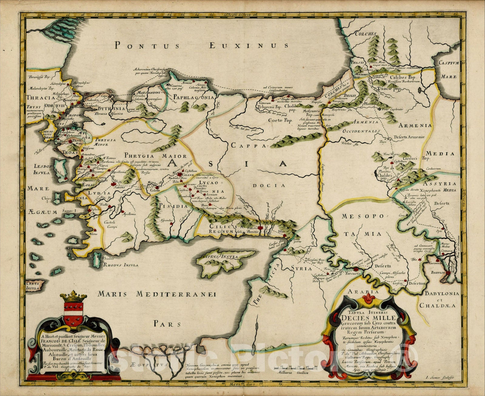 Historic Map : Tabula Itineraris Deciese Mille Graecorum, [shows Cyprus], 1653, Vintage Wall Art