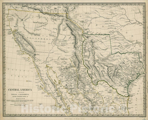 Historic Map : Central America II. Including Texas, California and the Northern States of Mexico, 1842, SDUK, v6, Vintage Wall Art