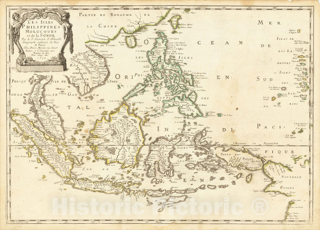 Historic Map : Les Isles Philippines Molucques et de la Sonde, 1654 [Includes Taiwan and Singpore], 1654, Nicolas Sanson, Vintage Wall Art