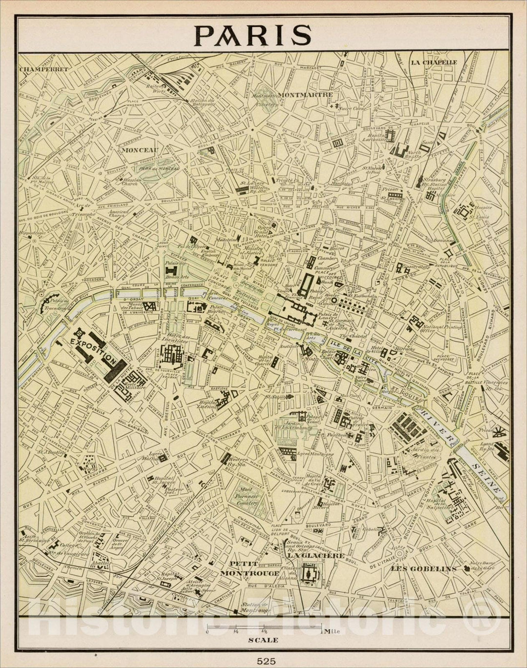 Historic Map : Paris, c1890, Anonymous, Vintage Wall Art