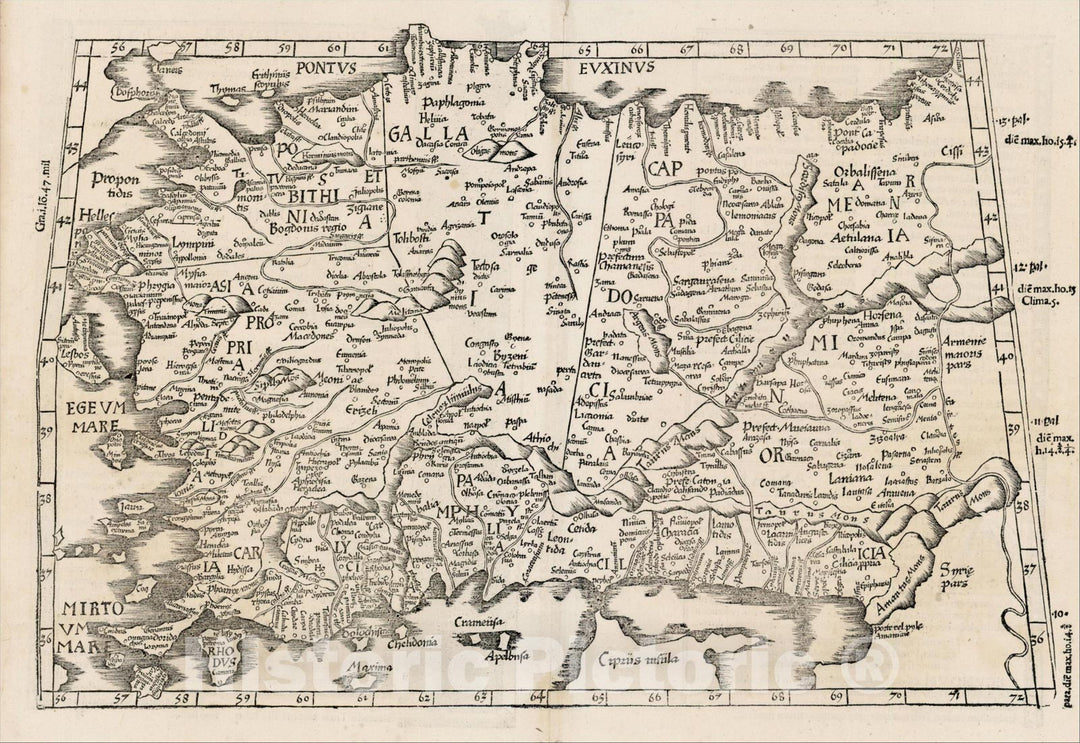 Historic Map : Tabula I Asiae [Title On Verso] [Shows Cyprus], 1535, , Vintage Wall Art