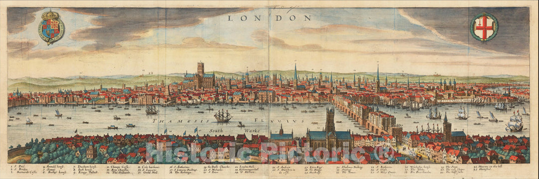 Historic Map : London, 1638, Matthaeus Merian, Vintage Wall Art