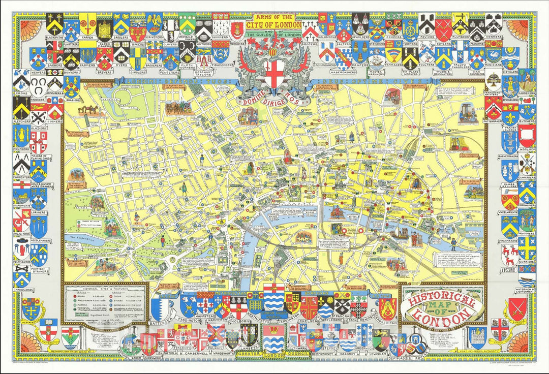 Historic Map : Historical Map of London, 1969, John Bartholomew, v2, Vintage Wall Art