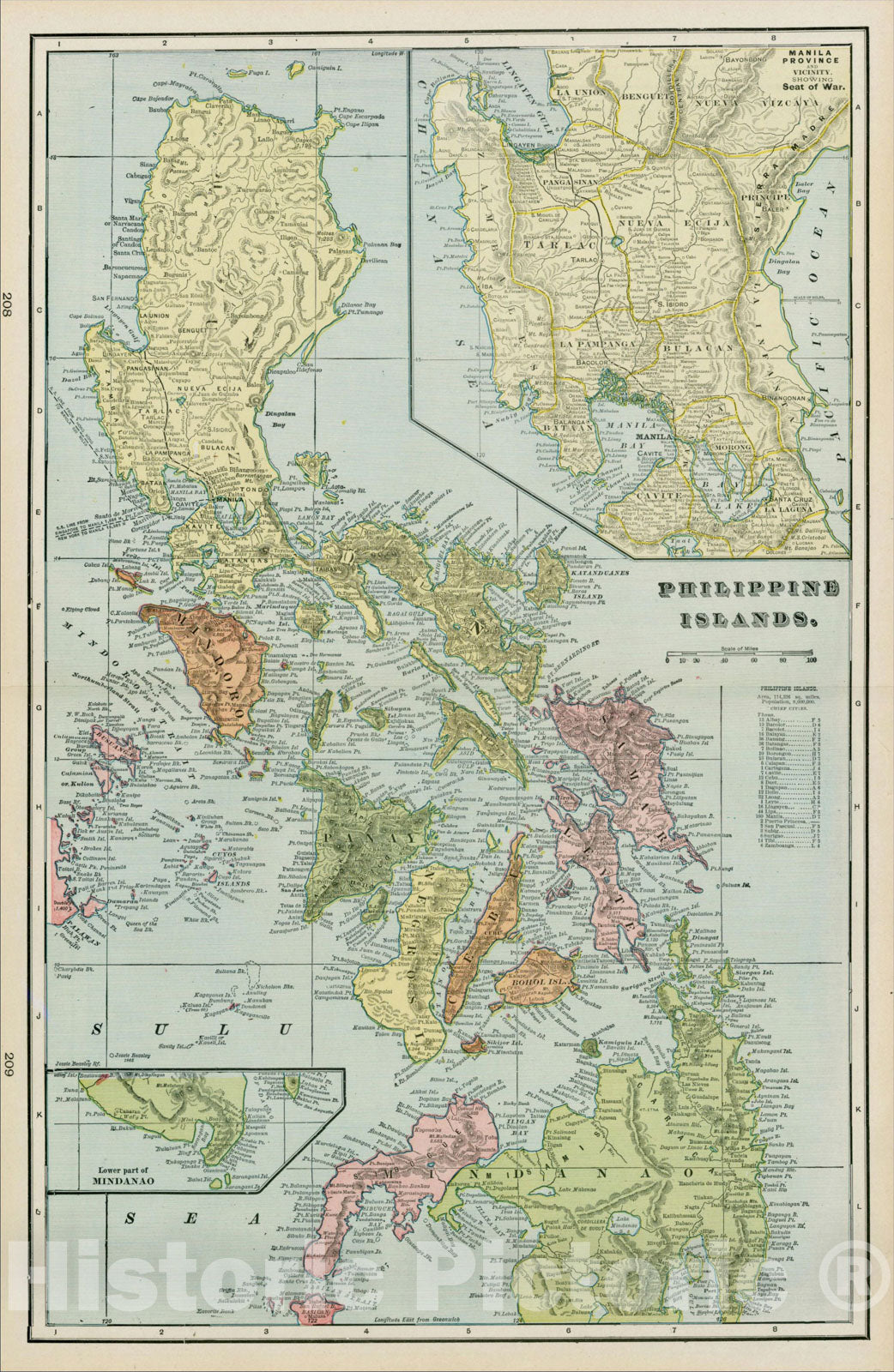 Historic Map : Philippine Islands, 1897, George F. Cram, Vintage Wall Art