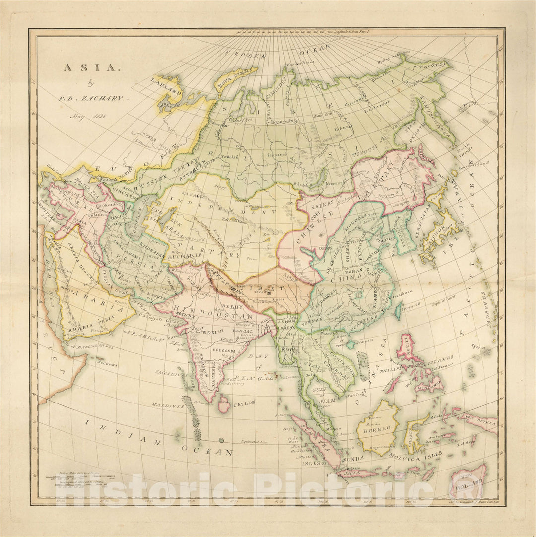 Historic Map : Asia by F. D. Zachary. May 1828, 1828, Anonymous, Vintage Wall Art