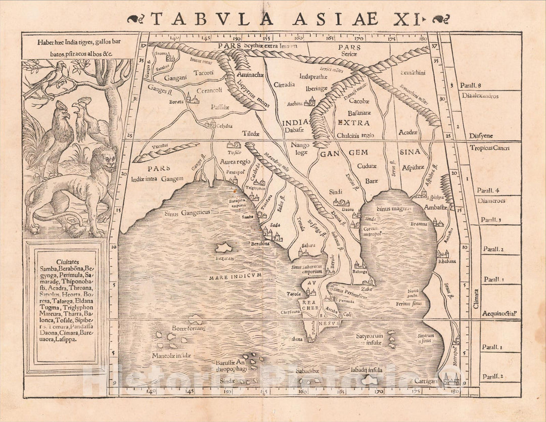 Historic Map : Tabula Asiae XI [Southeast Asia], 1542, Sebastian M?nster, Vintage Wall Art