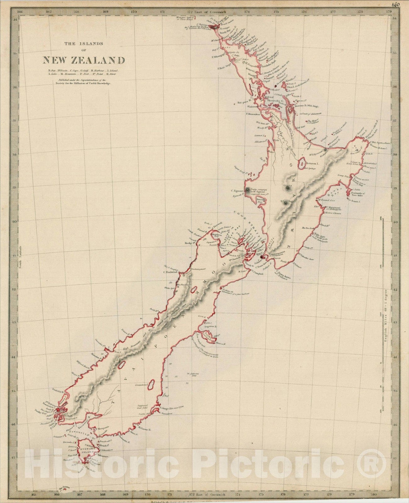 Historic Map : The Islands of New Zealand, 1833, , Vintage Wall Art