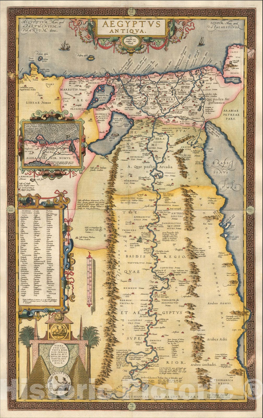 Historic Map : Aegyptus Antiqua, 1584, Abraham Ortelius, Vintage Wall Art