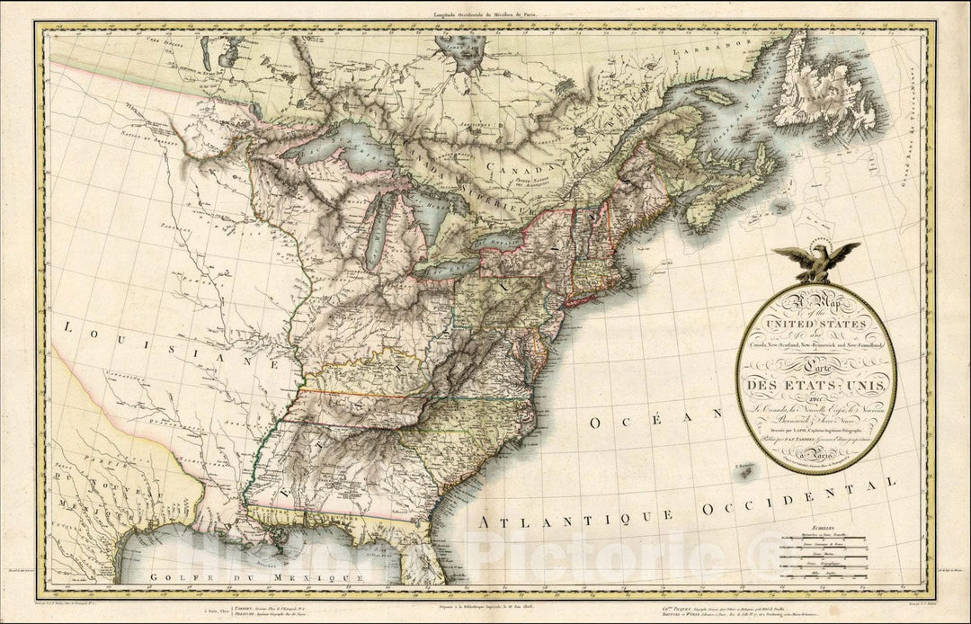 Historic Map : United States and Canada, New- Scotland, New Brunswick and New-Foundland with A Map of the West Indies and of the Mexican Gulph, 1806, Vintage Wall Art