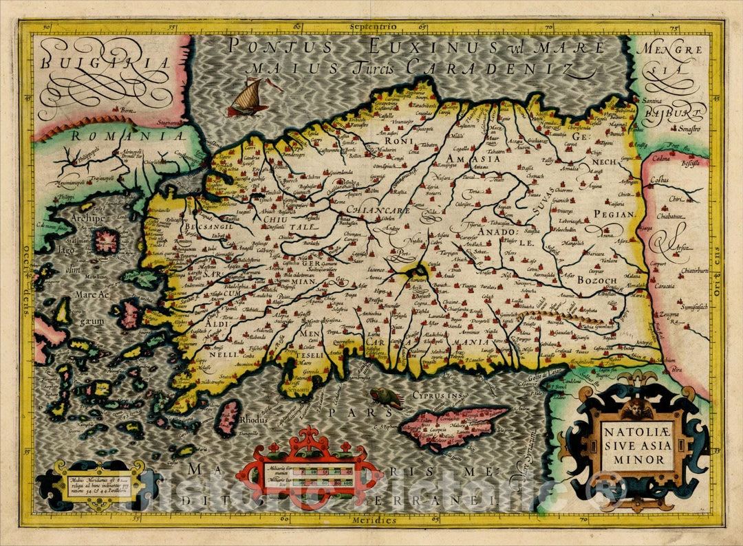 Historic Map : Natoliae Sive Asia Minor (Shows Cyprus), 1606, , Vintage Wall Art