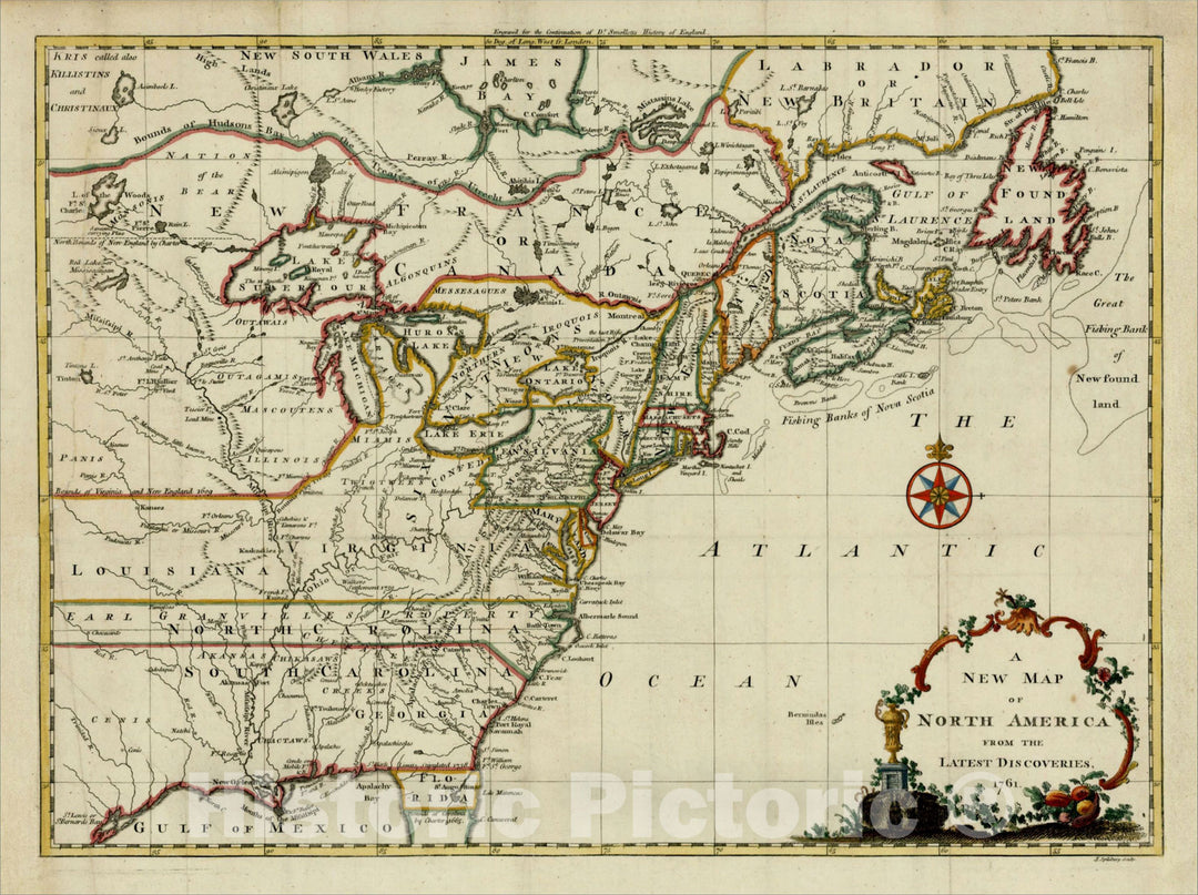 Historic Map : A New Map of North America From The Latest Discoveries, 1761, 1761, John Spilsbury, v2, Vintage Wall Art