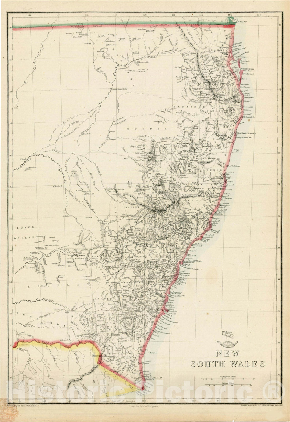 Historic Map : New South Wales, c1858, Edward Weller, Vintage Wall Art