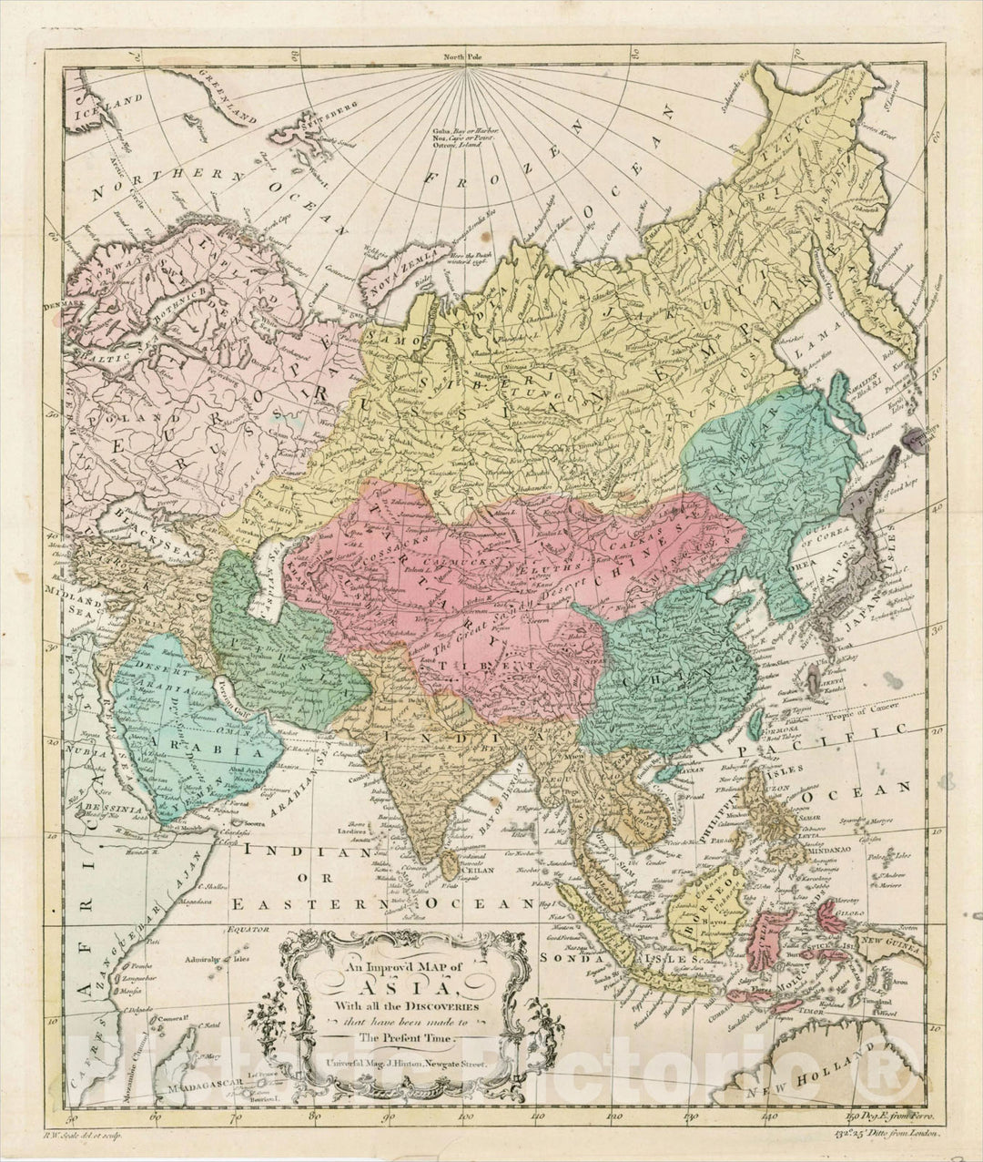 Historic Map : An Improv'd Map of Asia, with all the Discoveries that have been made to the Present Time, 1749, , Vintage Wall Art