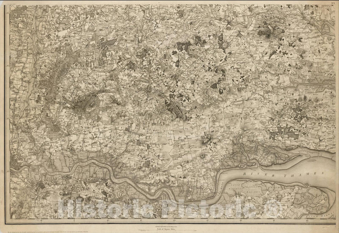 Historic Map : [Ordnance Survey Map of Sheet I -- Thames, East London and Environs], 1805, , Vintage Wall Art