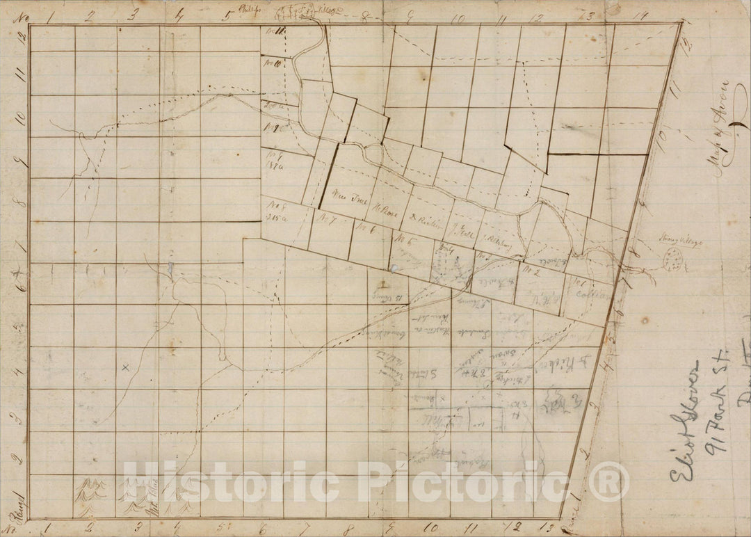 Historic Map : Map of Avon (manuscript town plan), c1820, Anonymous, Vintage Wall Art