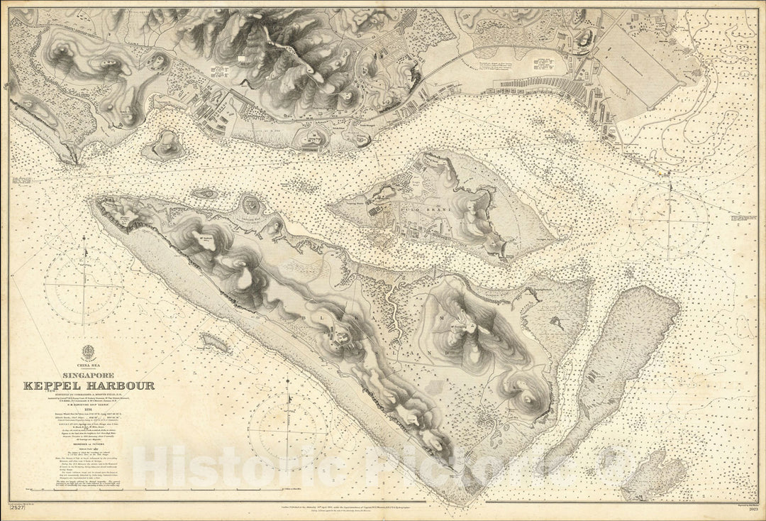 Historic Map : Singapore Keppel Harbour (New) Surveyed By Commander A. Mostyn Field, R.N., 1891, 1893, British Admiralty, Vintage Wall Art