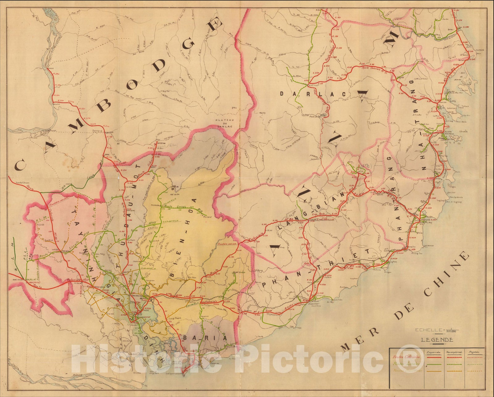 Historic Map : (Southern Vietnam) Carte-Routiere Est-Cochinchine et Sud-Annam, c1925, Anonymous, Vintage Wall Art