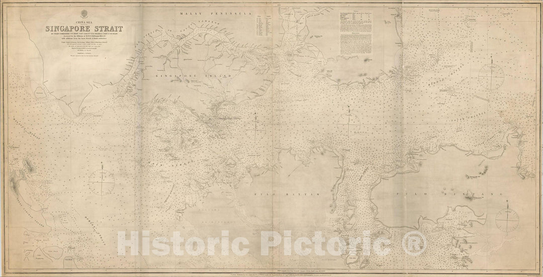 Historic Map : Singapore Strait, 1865, British Admiralty, Vintage Wall Art