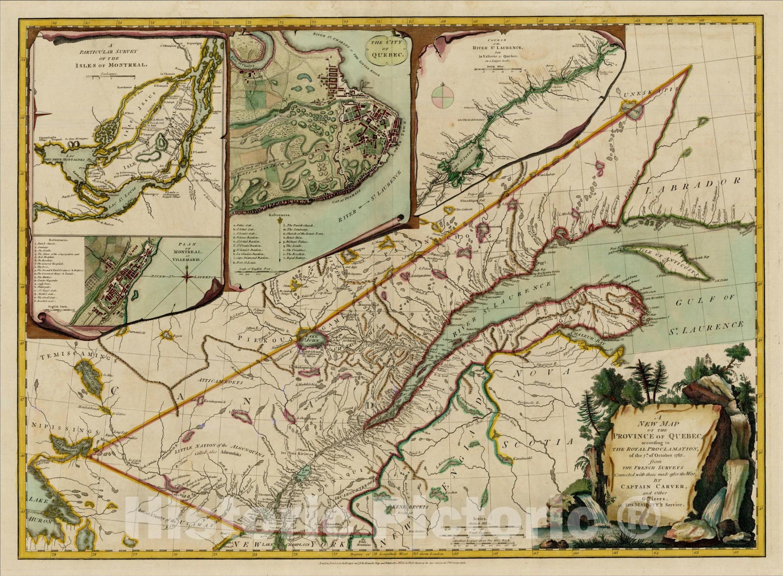 Historic Map : Province of Quebec, According to the Royal Proclamation, 1776, Robert Sayer, Vintage Wall Art