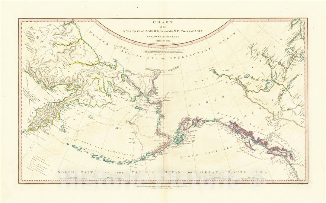 Historic Map : Chart of the NW Coast of America and the NE Coast of Asia, 1794, William Faden, Vintage Wall Art