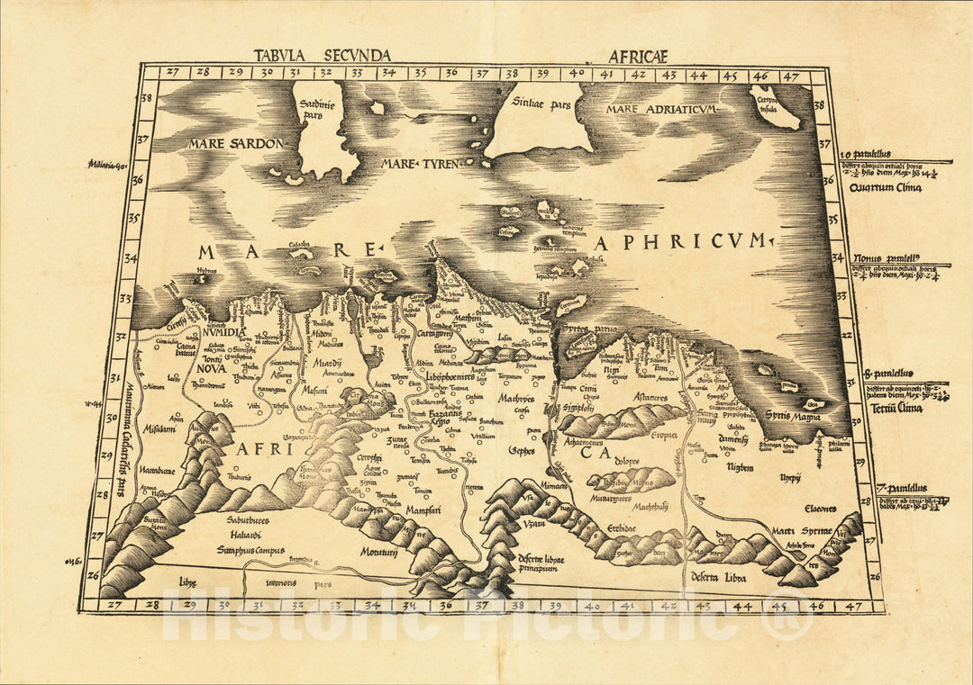 Historic Map : Tabula Secunda Africae [with Malta, Sicily & Sardinia], 1513, Martin WaldseemÃƒÂ¼ller, Vintage Wall Art